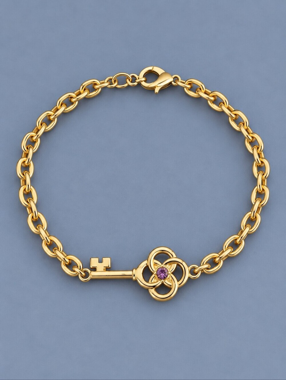3/$30 Goldtone Purple Crystal Key Chain Tennis Bracelet